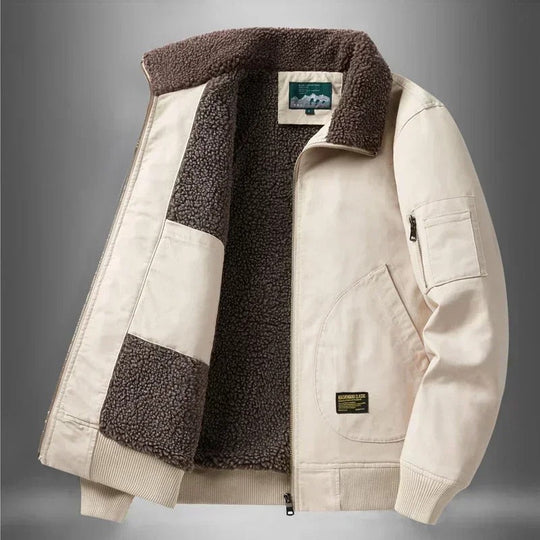Men's flight jacket with sherpa lining