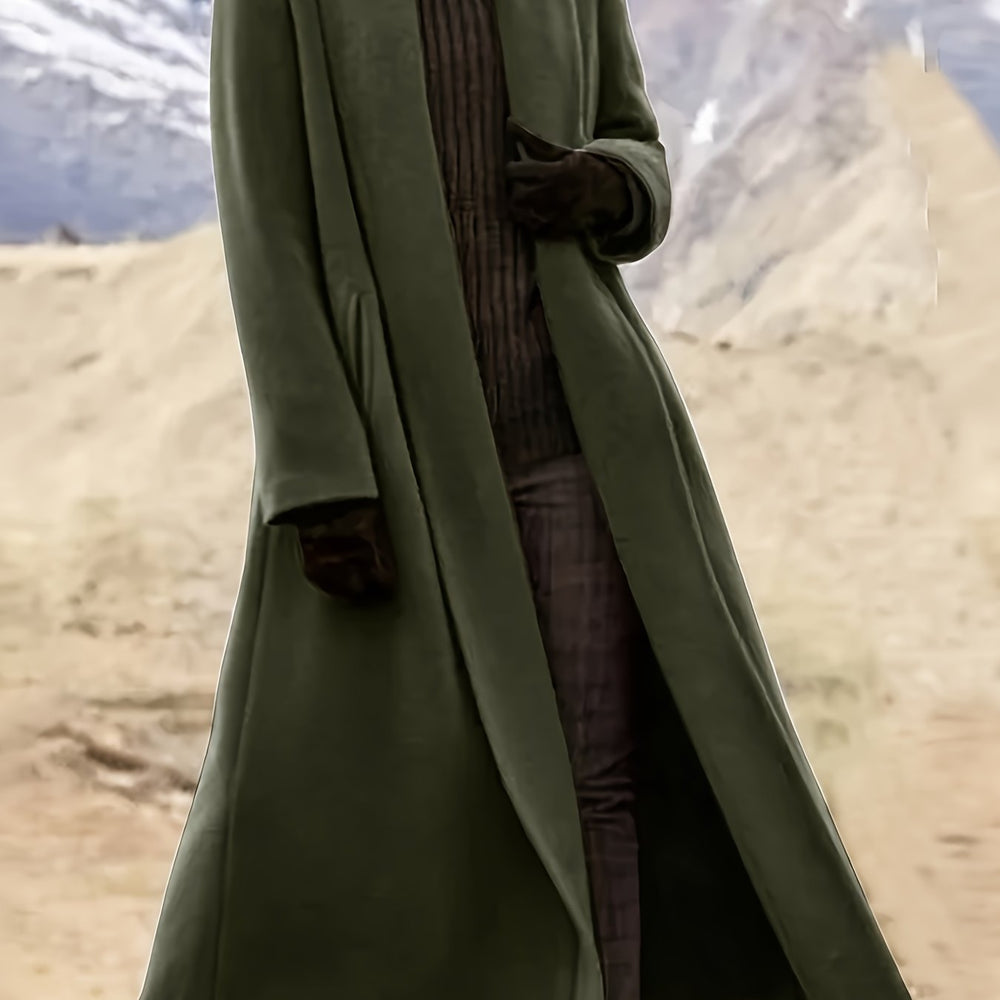 Long trench coat with lapel collar for women