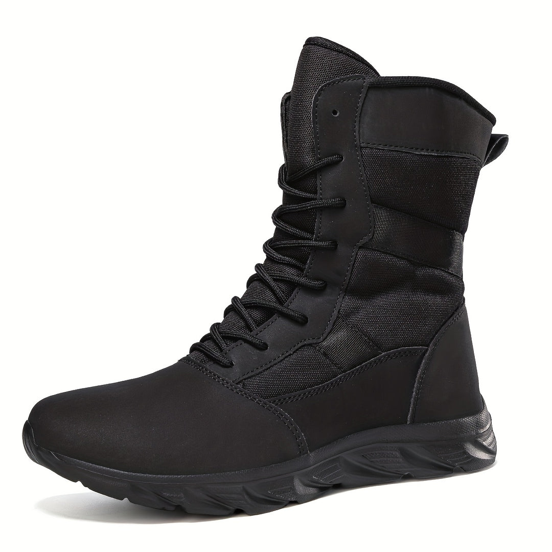 Lace-up boots with a high shaft and profiled sole for men
