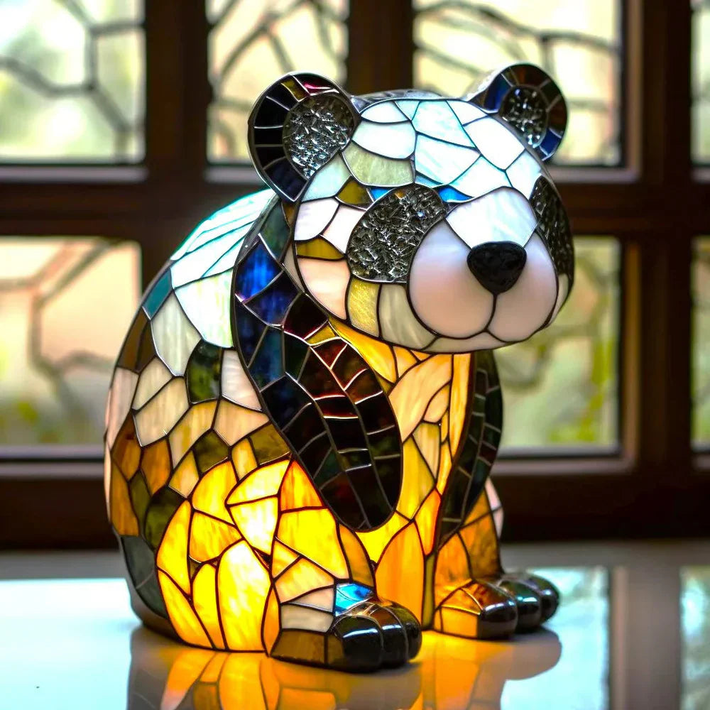 Artistic animal table lamp with stained glass effect