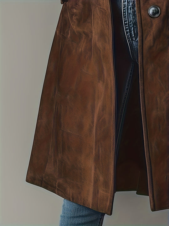 Classic coat with lapel collar and button placket for women