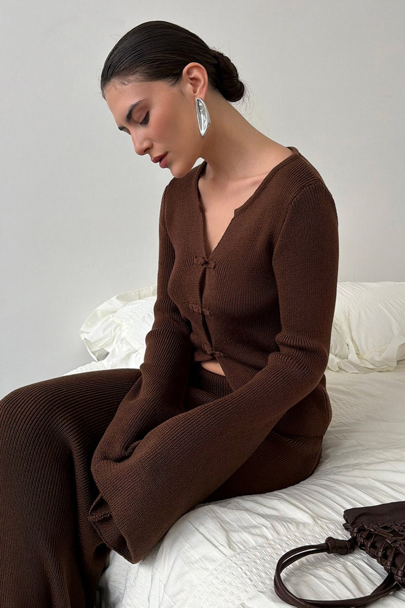 Damen-Strickset mit abgestimmtem Oberteil und Maxirock