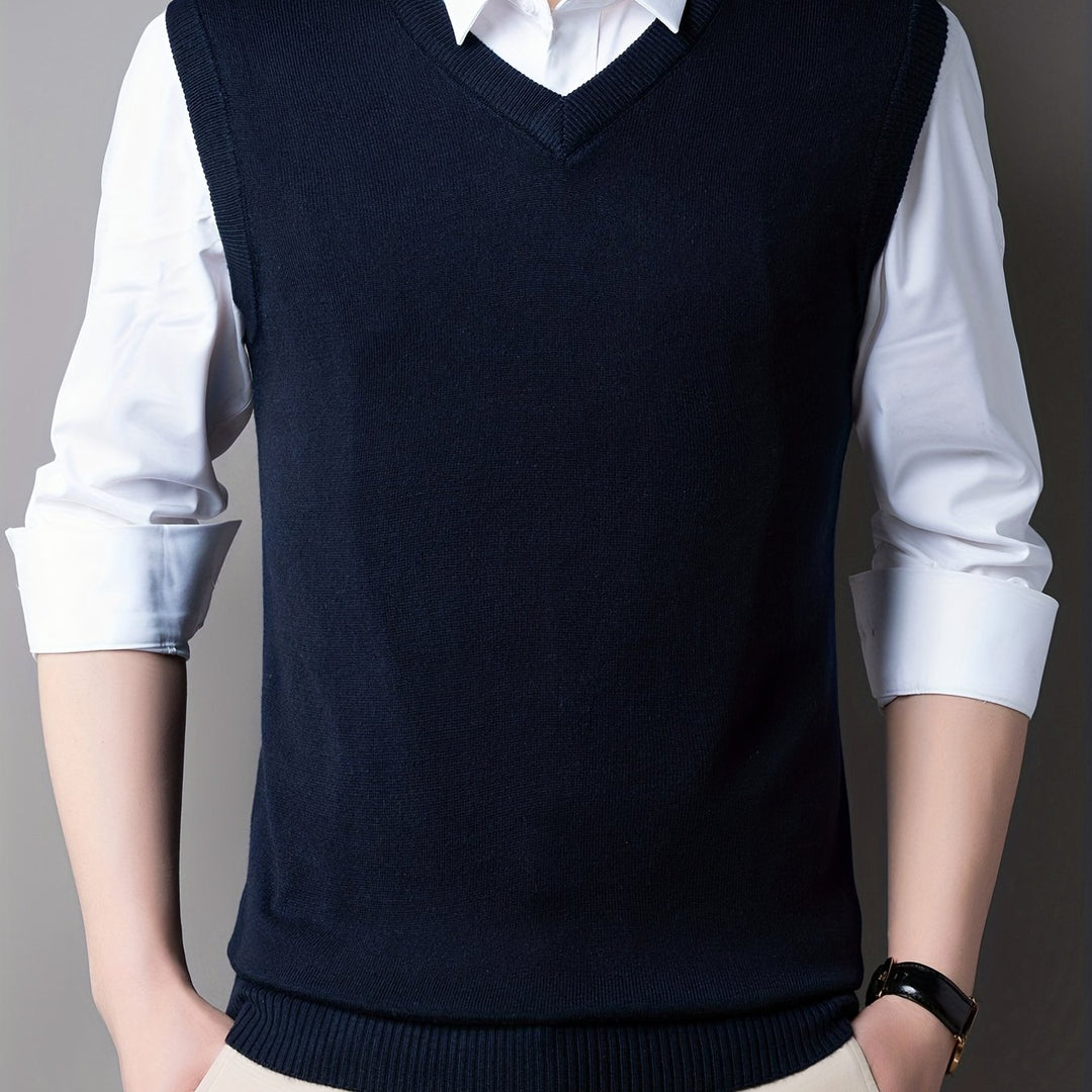 Sleeveless V-neck knit sweater for men