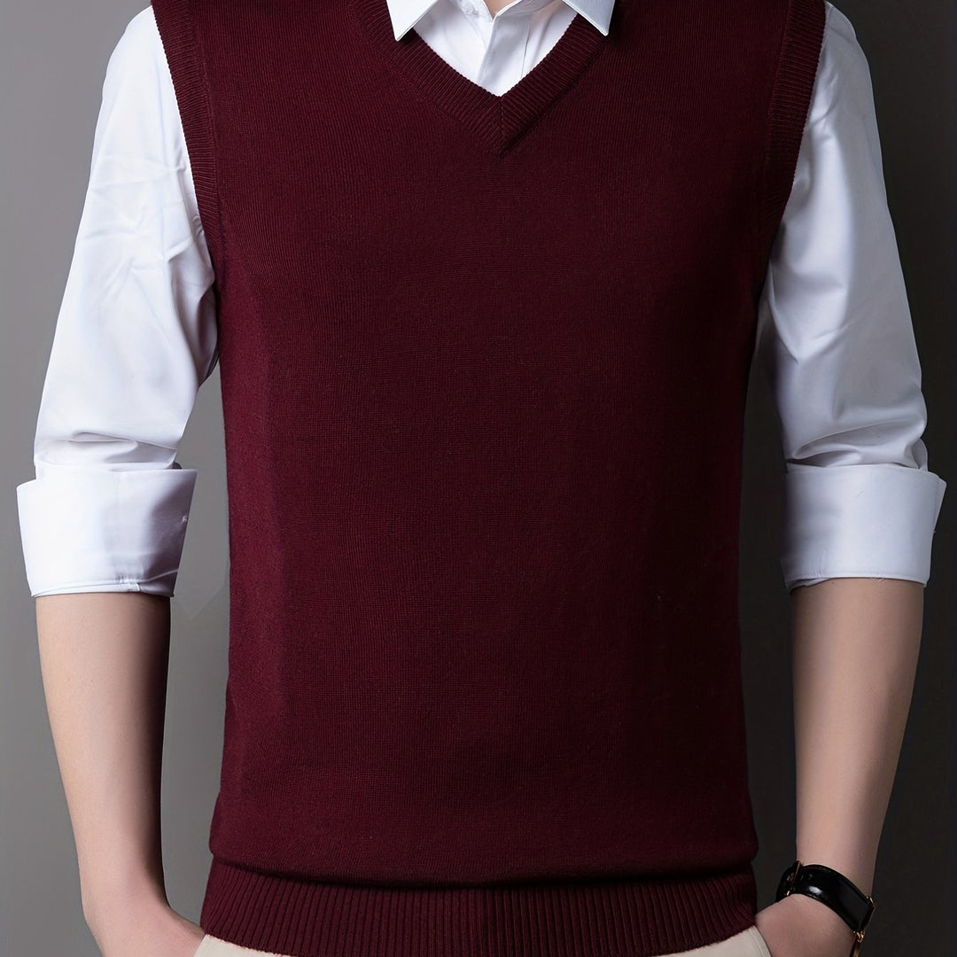 Sleeveless V-neck knit sweater for men