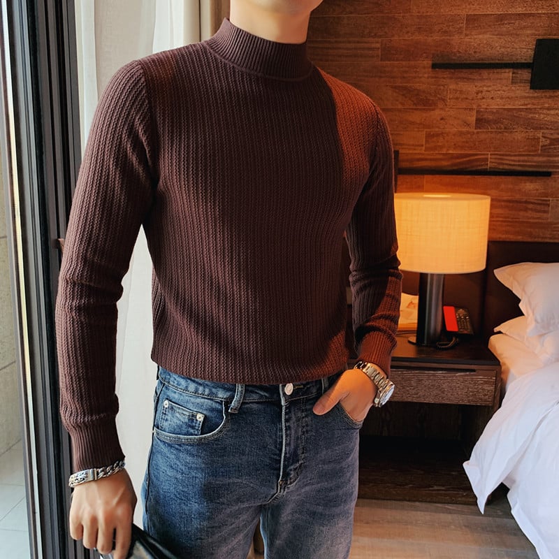 Herrenpullover mit klassischem Kragen in schlichter unifarbener Optik