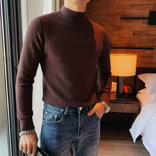 Herrenpullover mit klassischem Kragen in schlichter unifarbener Optik