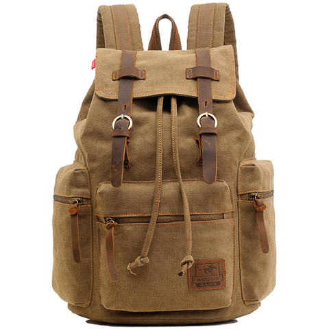 Canvas-Rucksack im Vintage-Stil mit Überschlagklappe