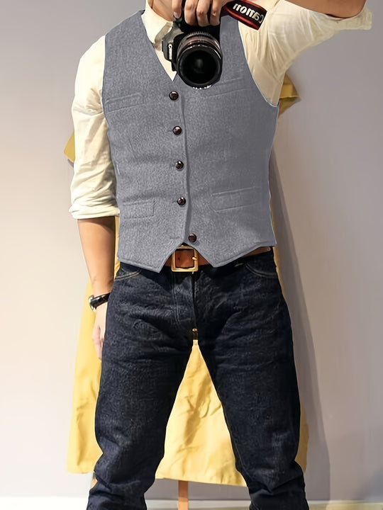 Vintage tweed western-style vest for men