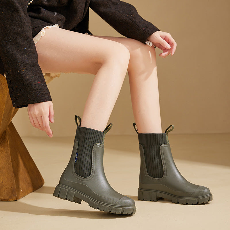 Women's Rubber Boots with Non-Slip Sole for Rainy Weather