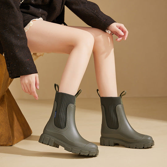 Women's Rubber Boots with Non-Slip Sole for Rainy Weather