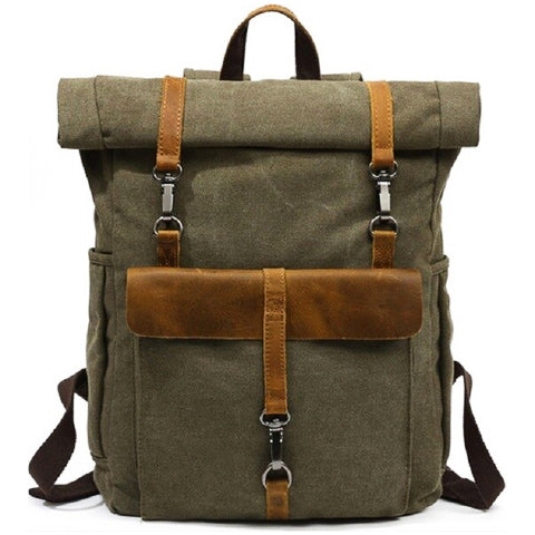 Canvas-Rucksack für Herren mit Rolltop-Verschluss