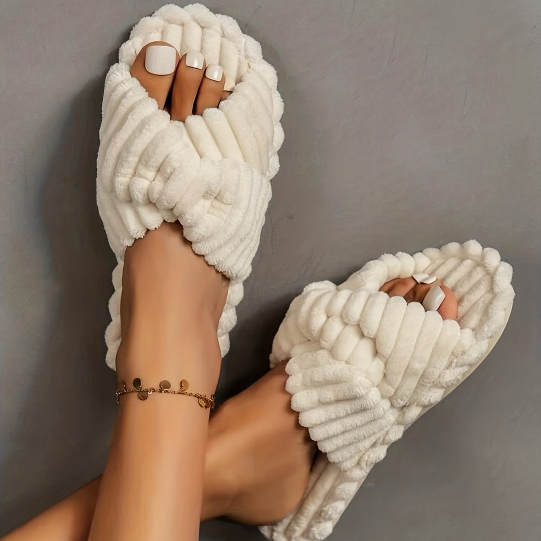 Open cross-strap slippers for women