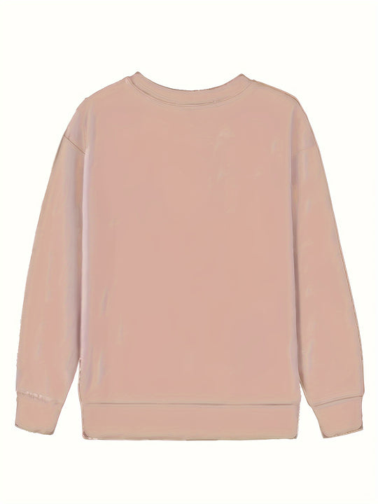 Women's sweatshirt with cat motif and round neck