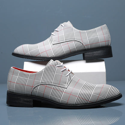 Herren Schnürschuhe Mit Spitzer Zehenkappe Und Gestreifter Gummisohle