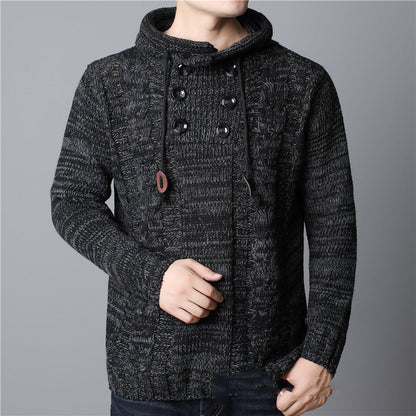 Herren-Kapuzenpullover mit großzügiger Kapuze und markanter Strickstruktur