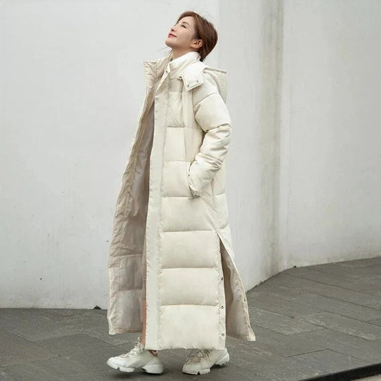 Women's Long Padded Jacket with Classic Design 