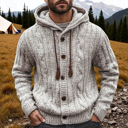 Herren Zopfstrick Kapuzenstrickjacke