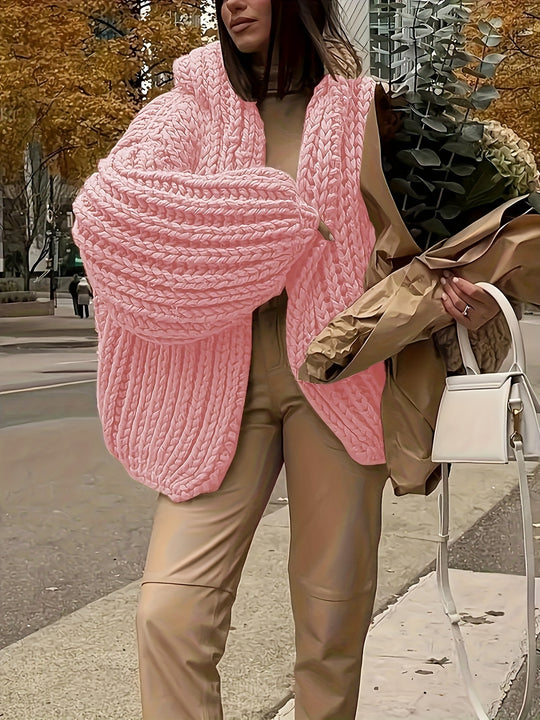 Women's hooded cardigan with oversized sleeves