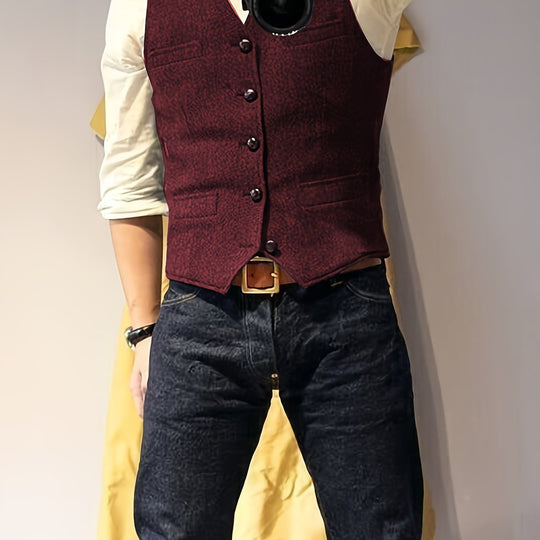 Vintage tweed western-style vest for men