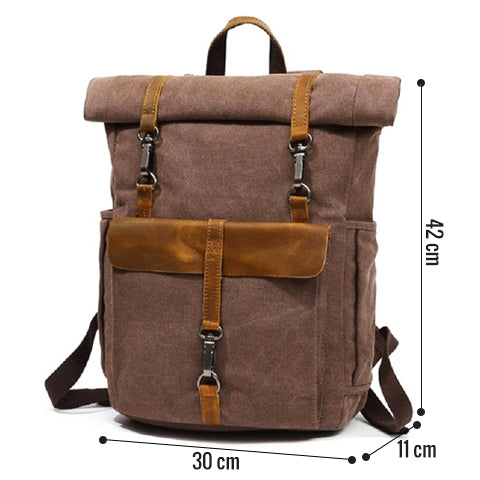Canvas-Rucksack für Herren mit Rolltop-Verschluss