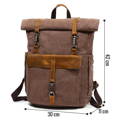 Canvas-Rucksack für Herren mit Rolltop-Verschluss