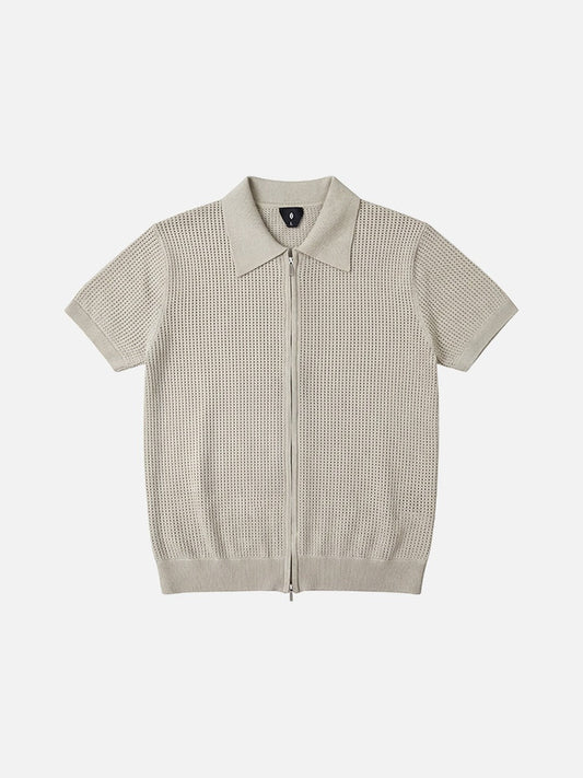 Men's knitted polo shirt with short sleeves front view