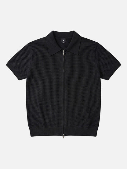 Men's knitted polo shirt back view
