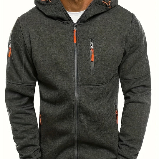Men's sporty zip-up hooded jacket