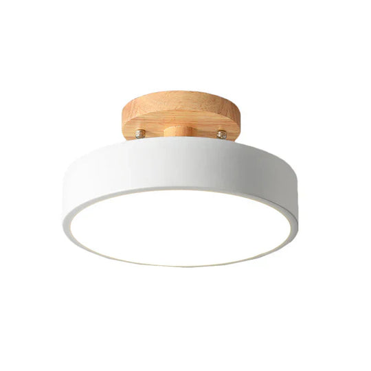 Scandinavian LED ceiling lamp with wooden details &amp; modern color options
