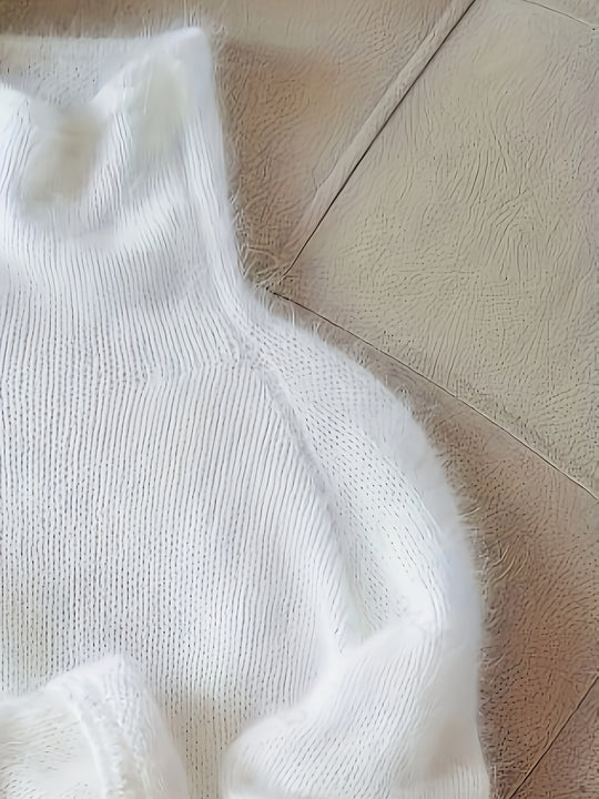 Women's solid-color roll-neck sweater