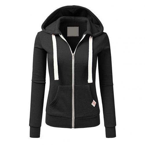 Women's hooded jacket with zipper and slim fit 