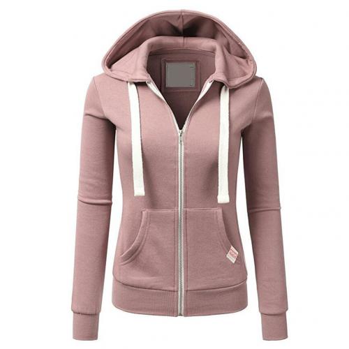 Women's hooded jacket with zipper and slim fit 
