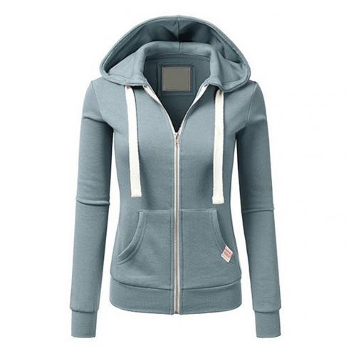 Women's hooded jacket with zipper and slim fit 