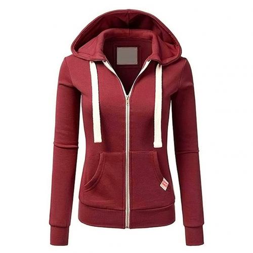 Women's hooded jacket with zipper and slim fit 