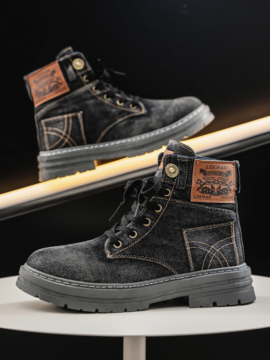 Men's Denim Boots with Robust Sole