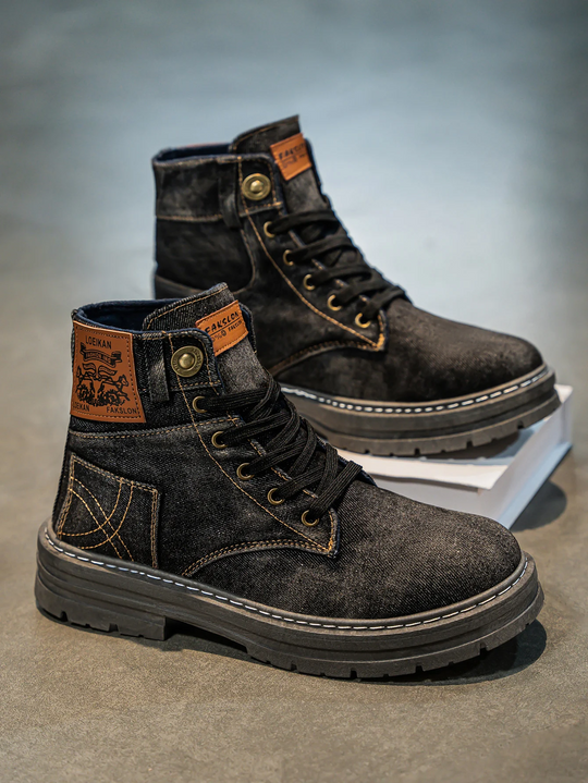 Men's Denim Boots with Robust Sole