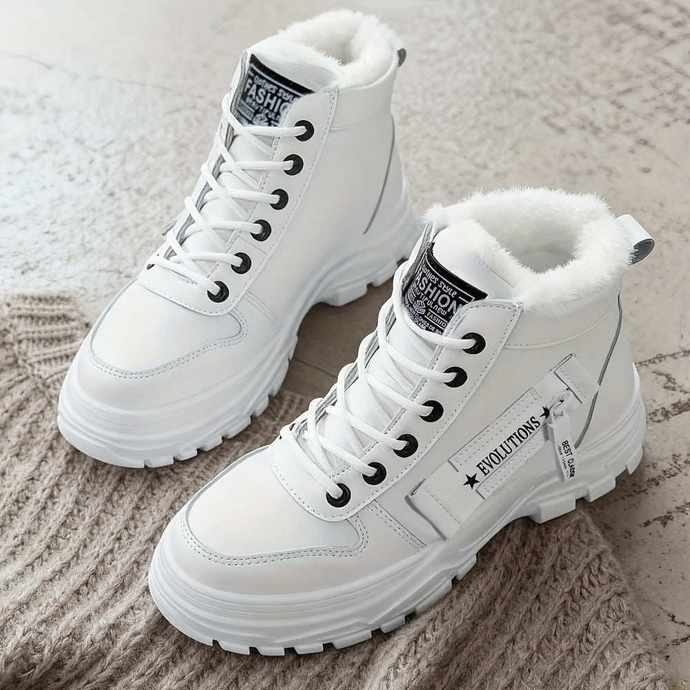 Lined high-top winter boots with profiled sole for women