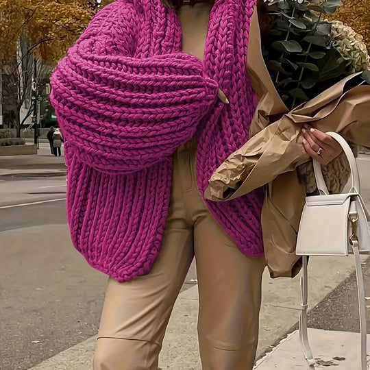 Women's hooded cardigan with oversized sleeves