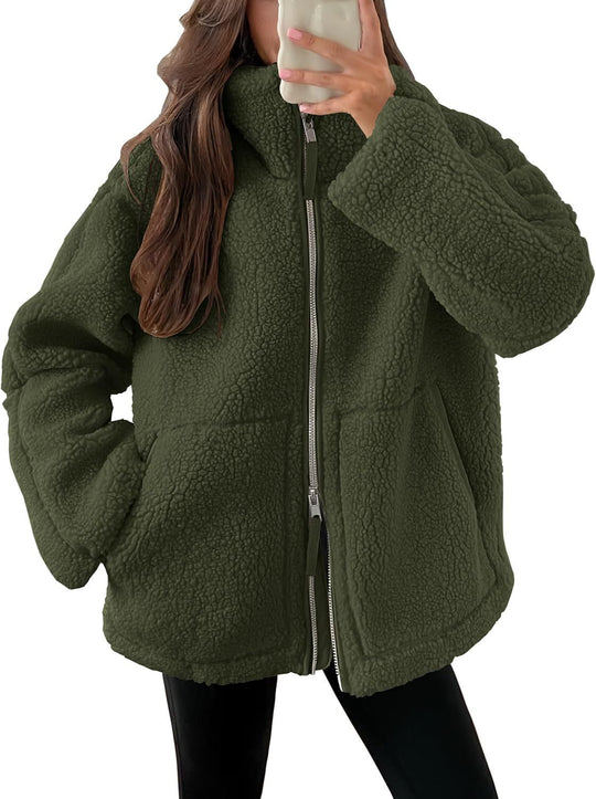 Women's Teddy Jacket with Zipper for Winter and Autumn