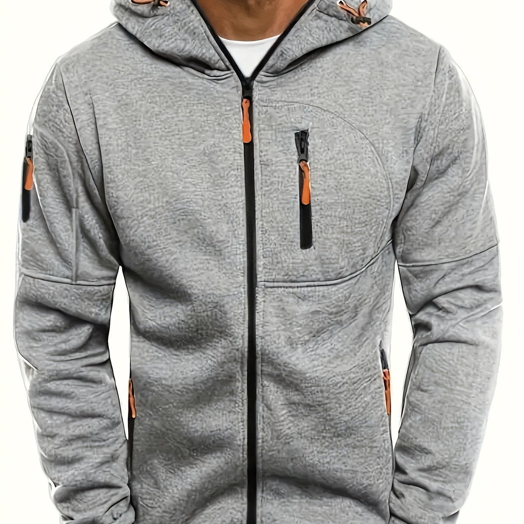 Men's sporty zip-up hooded jacket