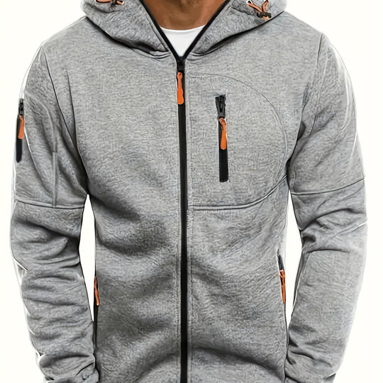 Men's sporty zip-up hooded jacket