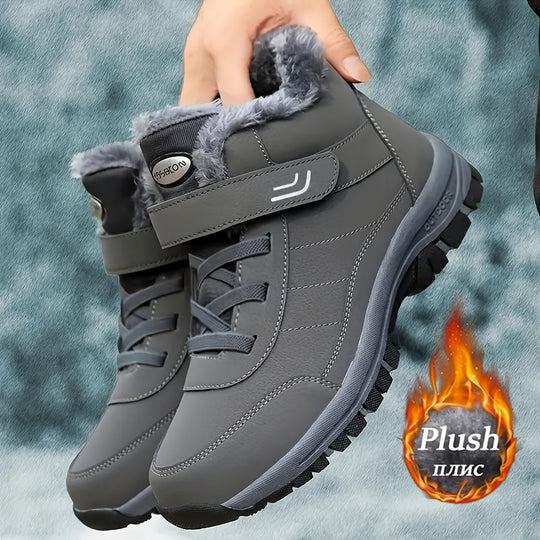 Lined outdoor winter boots with Velcro closure for women
