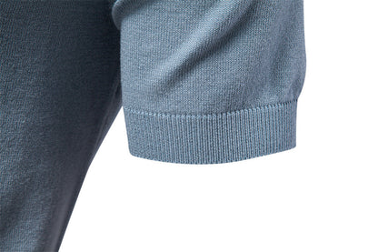 Zweifarbiges Poloshirt für Herren mit V-Ausschnitt