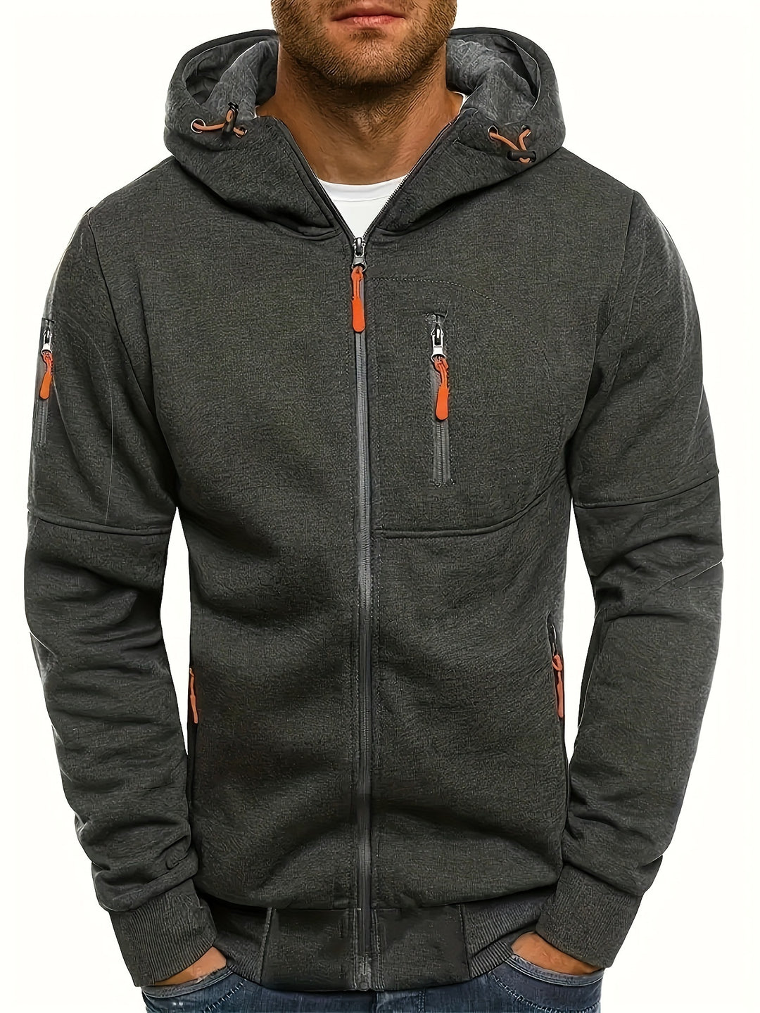 Men's sporty zip-up hooded jacket