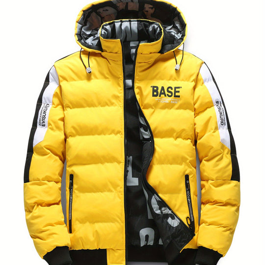 Warm puffer jacket with letter pattern for men