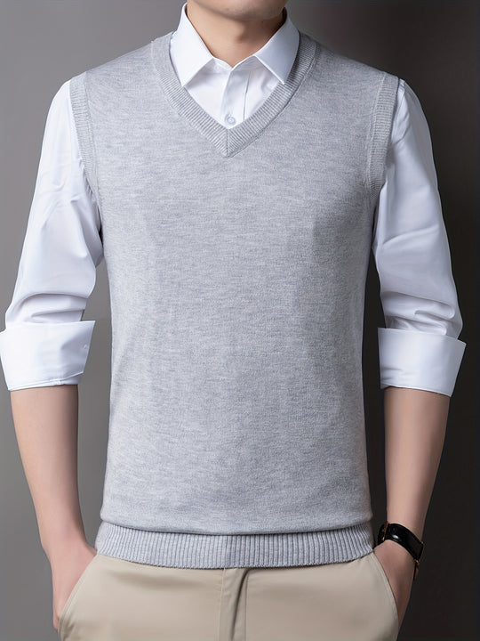 Sleeveless V-neck knit sweater for men