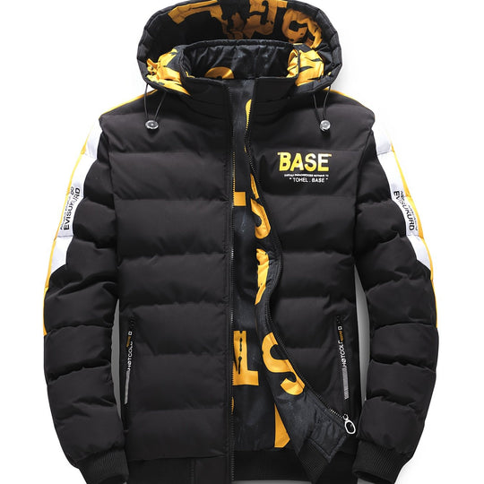 Warm puffer jacket with letter pattern for men