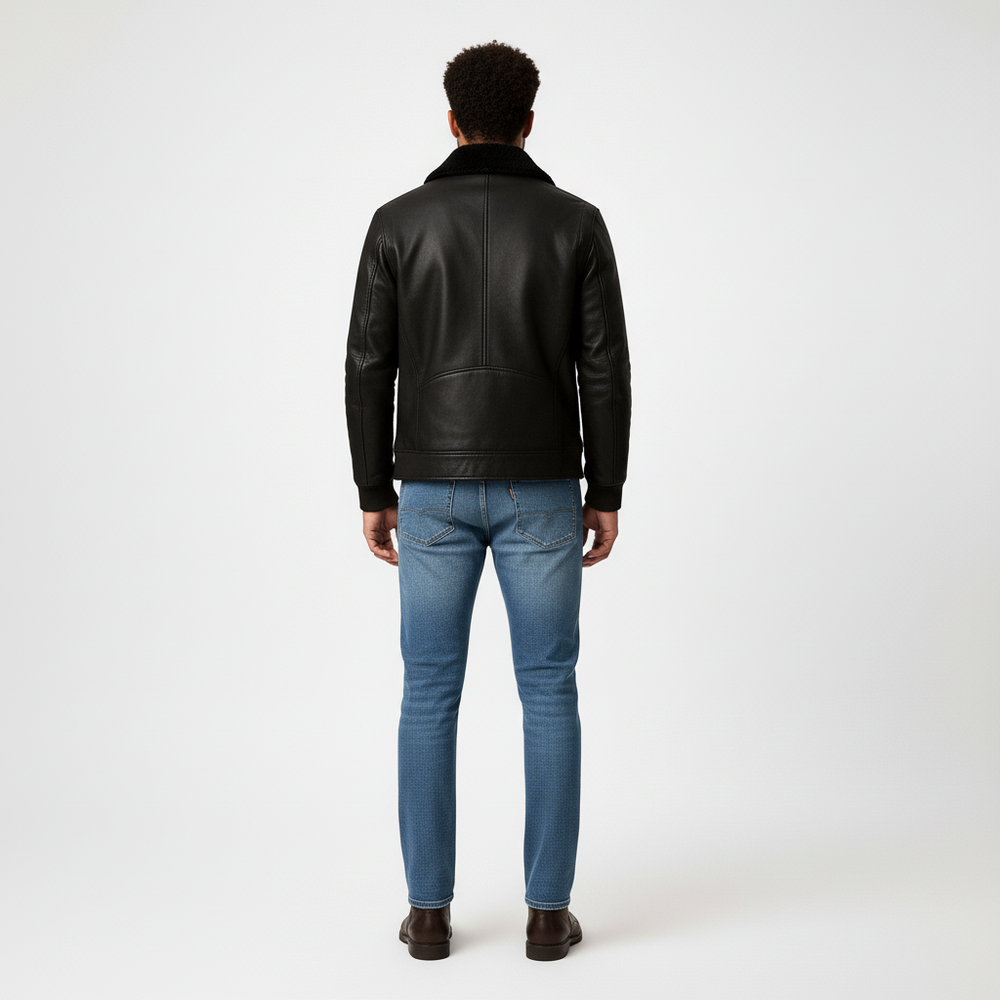 Men's winter jacket with zipper and stand-up collar 