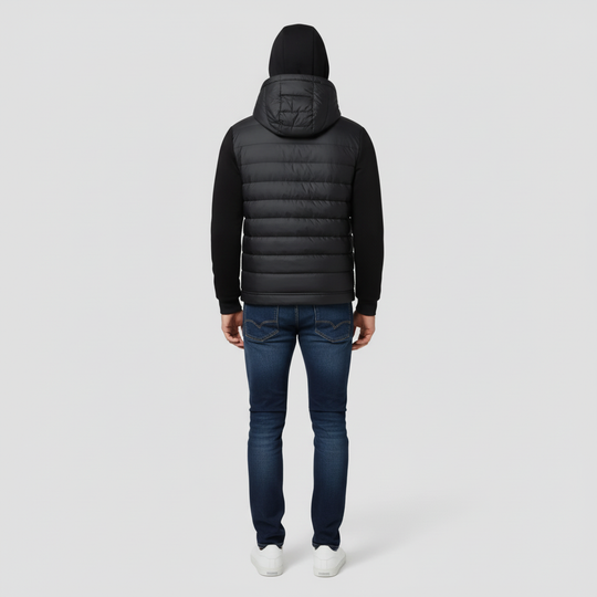 Hybrid winter jacket with hood in a modern style for men