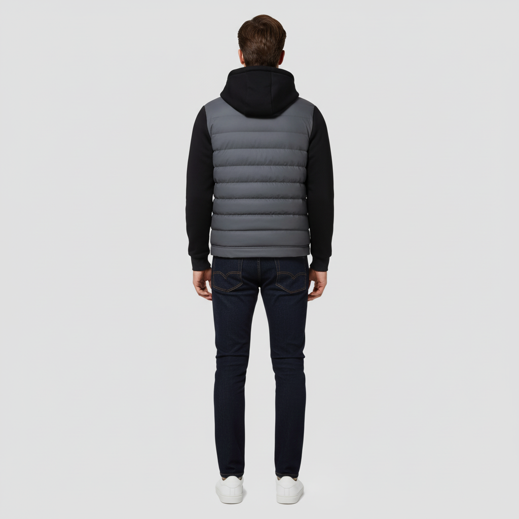 Hybrid winter jacket with hood in a modern style for men